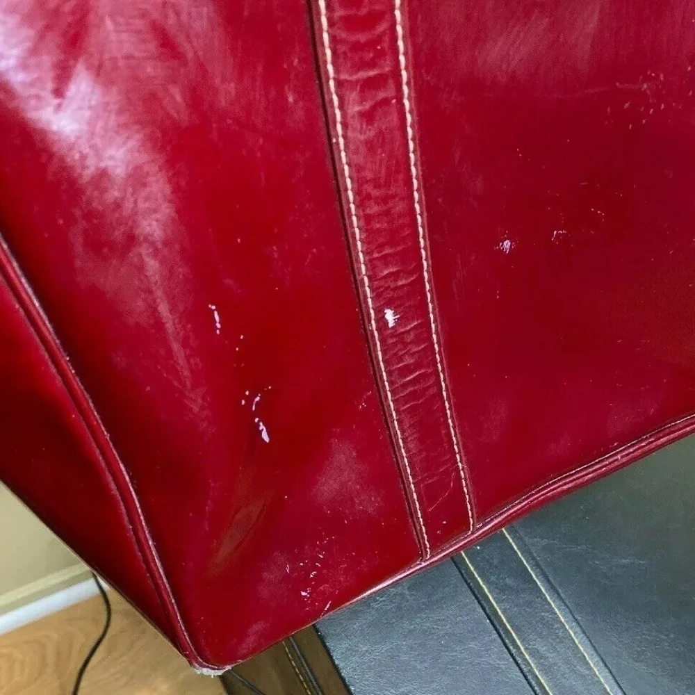 Coach F12838 Burgundy Red Wine Patent Leather Tote